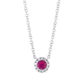 0.04ct Diamond & 0.14ct Ruby 14k White Gold Diamond Pendant